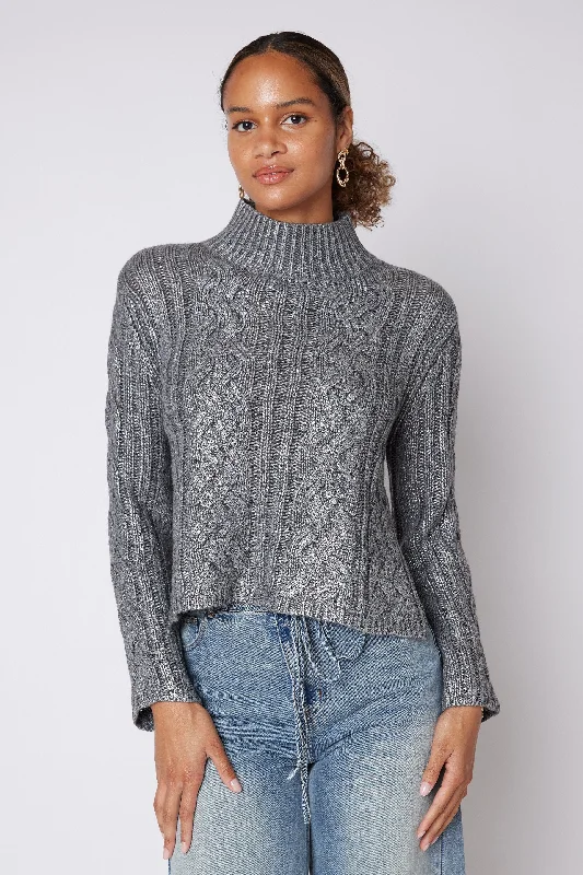 SALE - Keira Turtleneck Cable Sweater Cotton Fabric Linen Fabric Terry Fabric