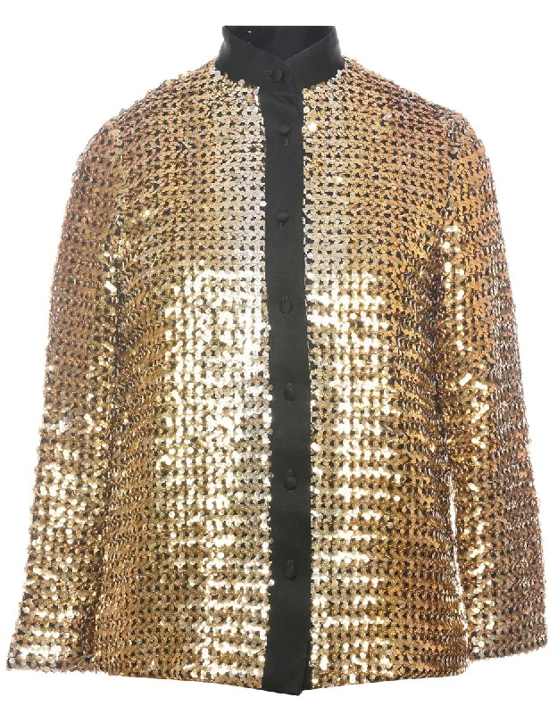 Sequined Evening Jacket - M Ribbed Jacket Pleated Jacket Ruffled Jacket