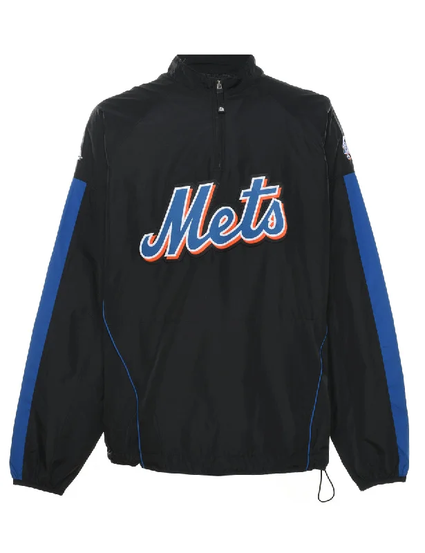 Quarter-Zip Black, Orange & Blue Nylon Jacket - L Chenille Jacket Brocade Jacket Lace Jacket
