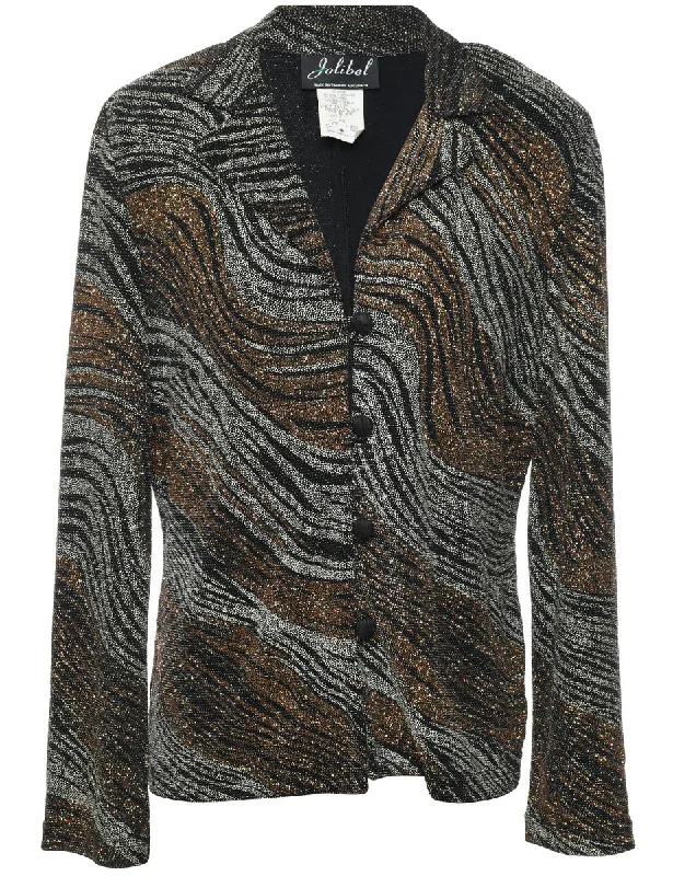 Sparkly Abstract Pattern Evening Jacket - M Rayon Jacket Velvet Jacket Corduroy Jacket