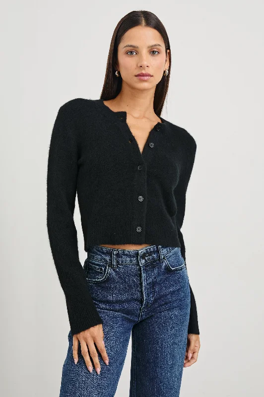 MATILDA SWEATER - BLACK Cable Knit Ribbed Knit Lace Knit