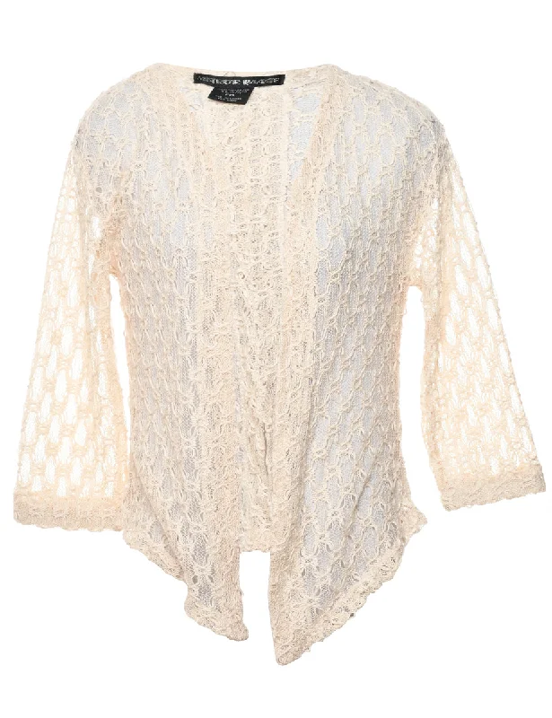Peach Lace Jacket - M Wool Jacket Cashmere Jacket Tweed Jacket