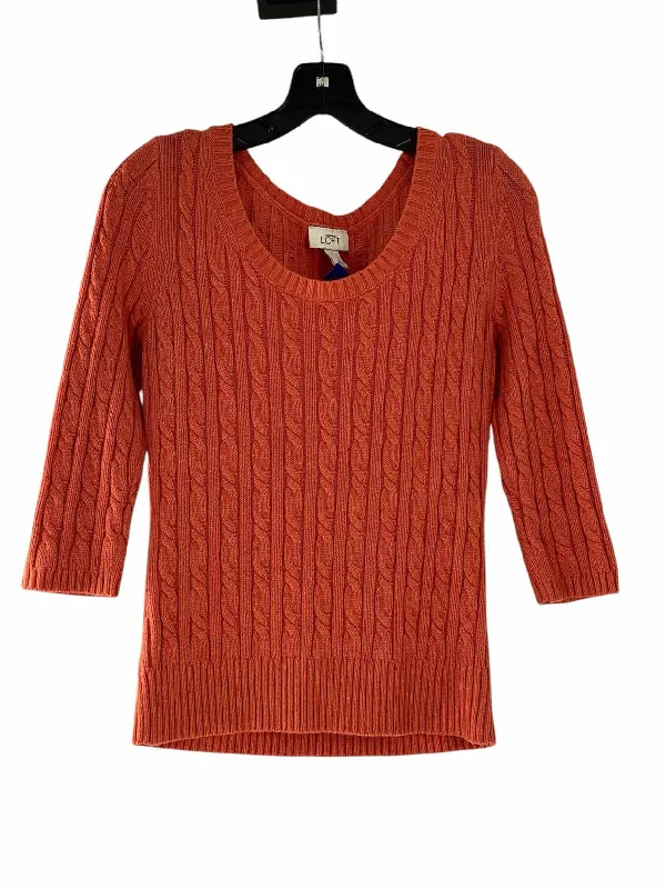 Loft Size S Salmon Sweater Striped Floral Plaid