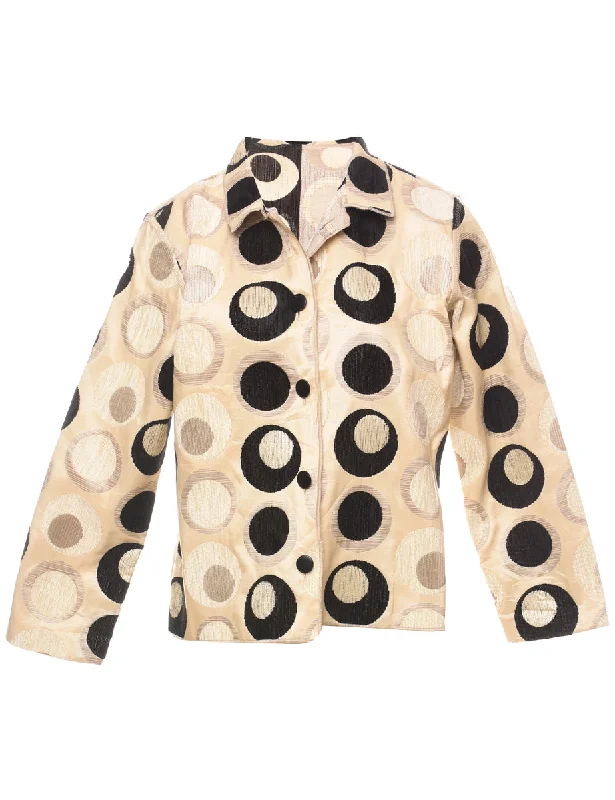 Patterned 1970s Style Black & Off-White Tapestry Jacket - L Herringbone Jacket Houndstooth Jacket Plaid Jacket