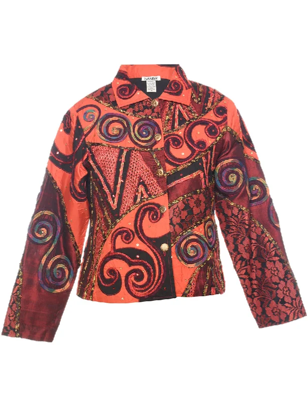 Sequined Evening Jacket - M Tiered Jacket Buttoned Jacket Zippered Jacket