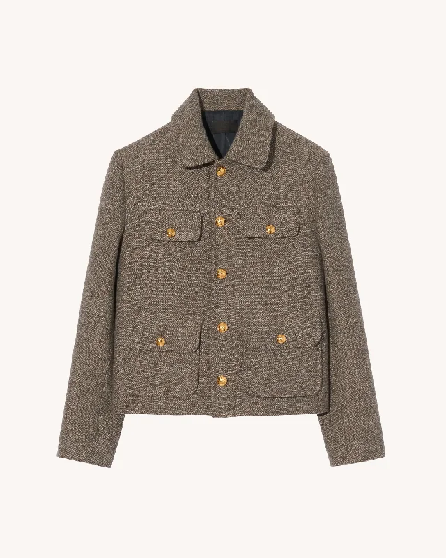 Paola Jacket in Feather grey donegal Oversized Jacket Tailored Jacket Straight Jacket