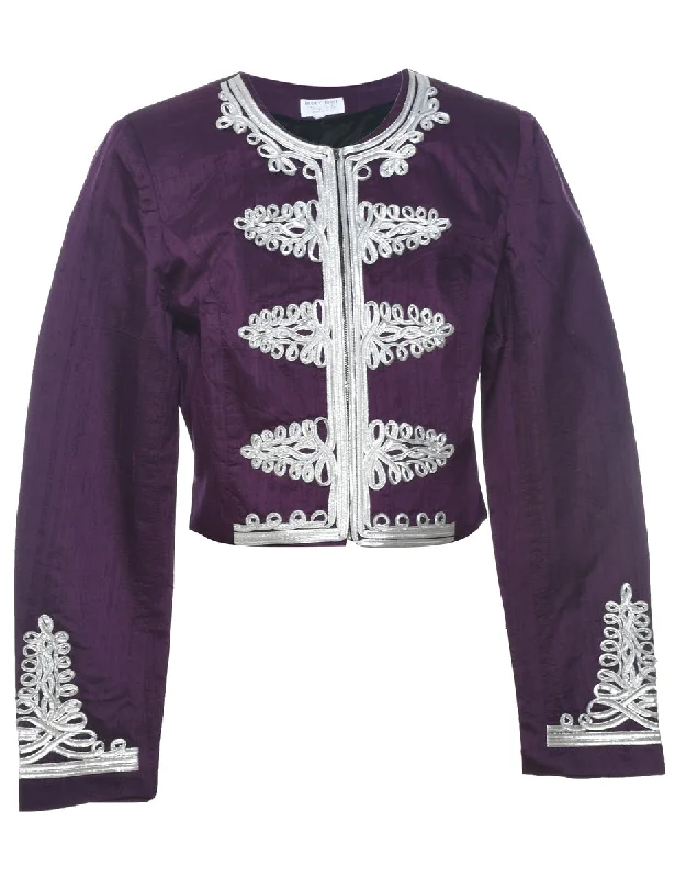 Plum Evening Jacket - M Herringbone Jacket Houndstooth Jacket Plaid Jacket