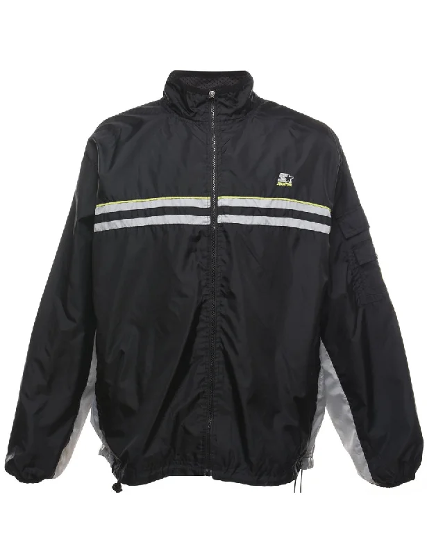 Starter Black & Grey Nylon Jacket - L Denim Fabric Leather Fabric Suede Fabric