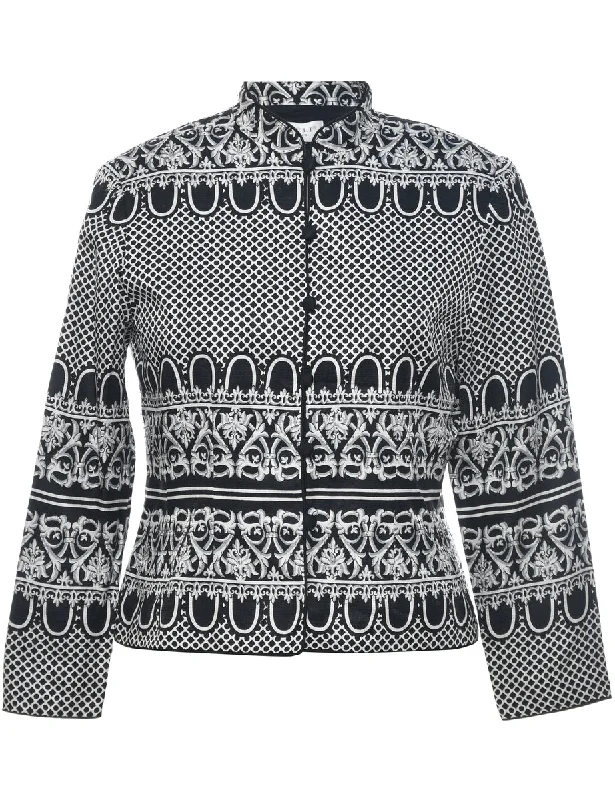 Silk Beaded Jacket - M Collared Jacket Crew Neck Jacket Turtle Neck Jacket