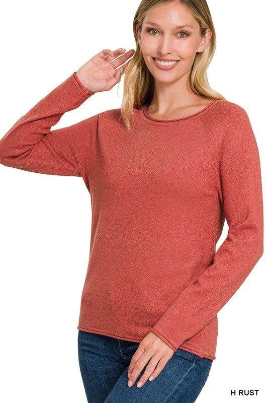 Zenana Viscose Round Neck Basic Sweater Long Sweater Short Sweater Cropped Sweater