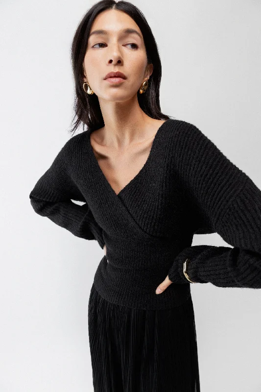 V-NECK WRAP SWEATER Stylish Fashionable Trendy