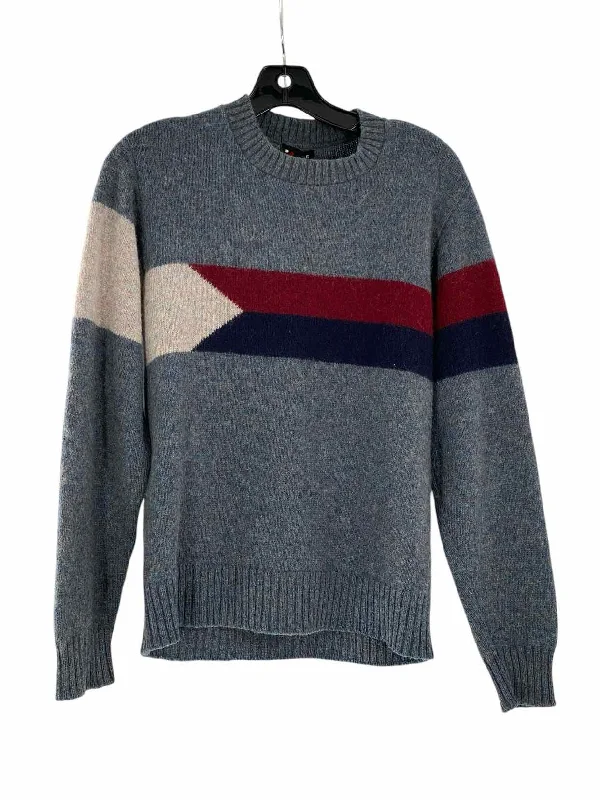 Robert Bruce Size S Blue Red Sweater Solid Print Embellished
