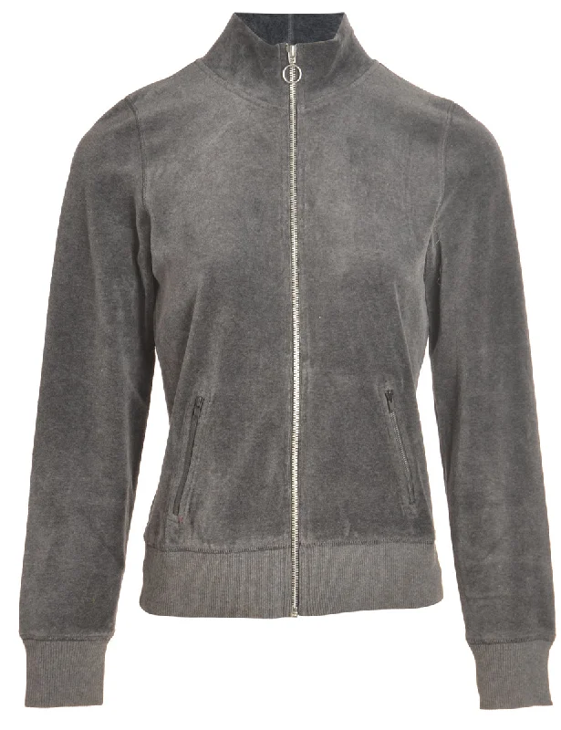 Reworked High Neck Velour Track Jacket - S Embroidered Jacket Appliqued Jacket Beaded Jacket