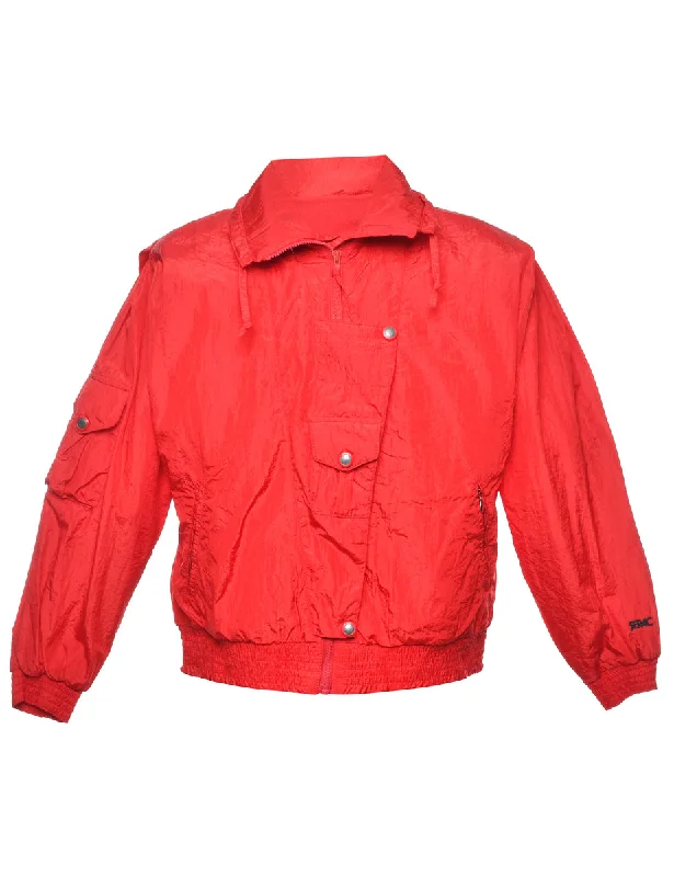Red Classic Nylon Jacket - L Elasticated Jacket Padded Jacket Insulated Jacket