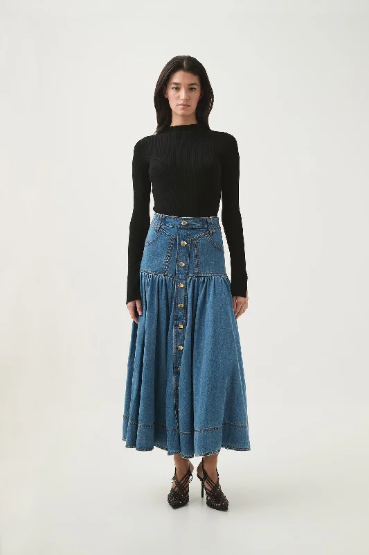 Belmond Denim Midi Skirt athletic skirt fit