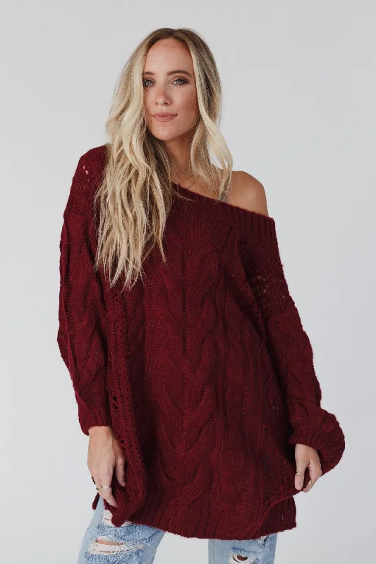 Golden Hour Bubble Sleeve Sweater Dress - Burgundy Real Fur Shearling Chenille