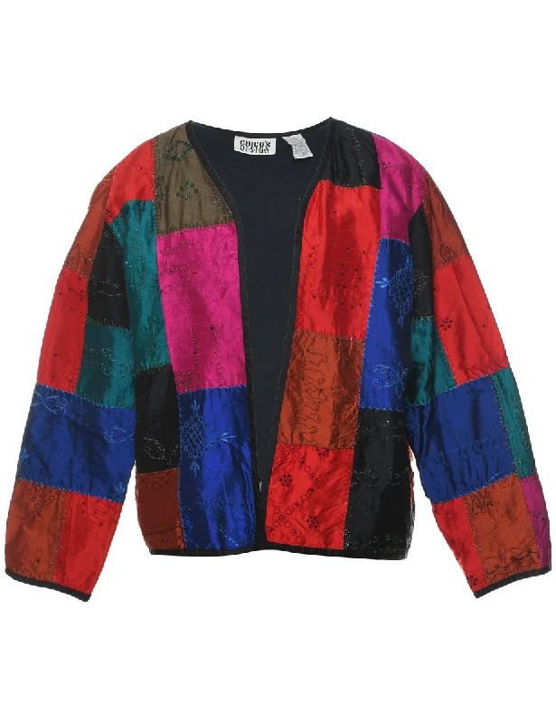 Patchwork Multi-Colour Tapestry Jacket - L Fitted Jacket Loose Jacket Oversized Jacket