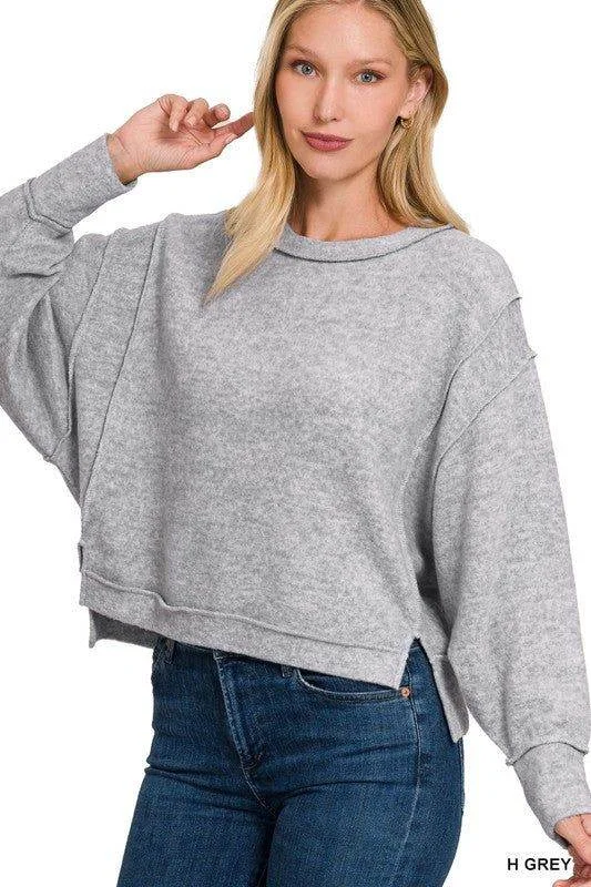 ZENANA | Brushed Melange Hacci Oversized Sweater Handmade Hand-knitted Hand-woven