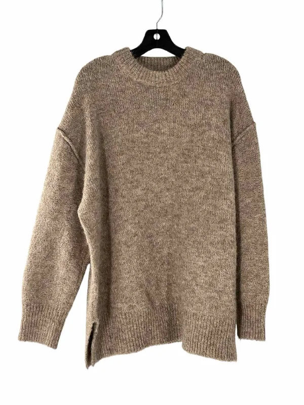 TOPSHOP Size 4-6 Beige Sweater Houndstooth Herringbone Solid