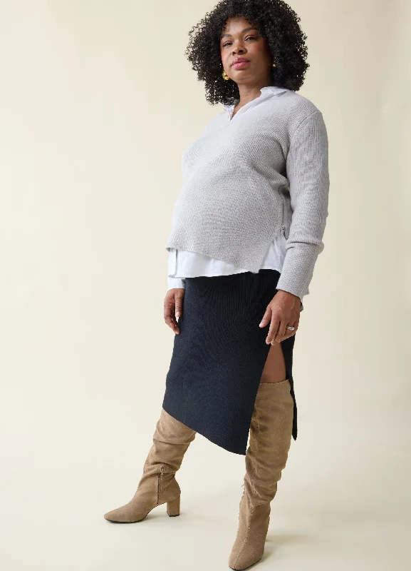 The Snuggle + Grow Maternity + Nursing Sweater Ribbed Striped Patterned