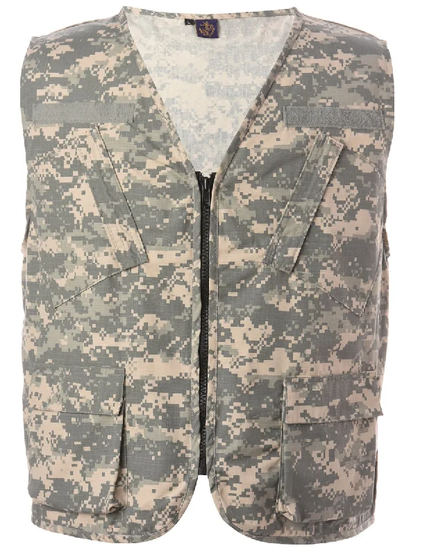 Reworked Jeff Camo Fisherman Jacket - L Herringbone Jacket Checkered Jacket Solid Jacket