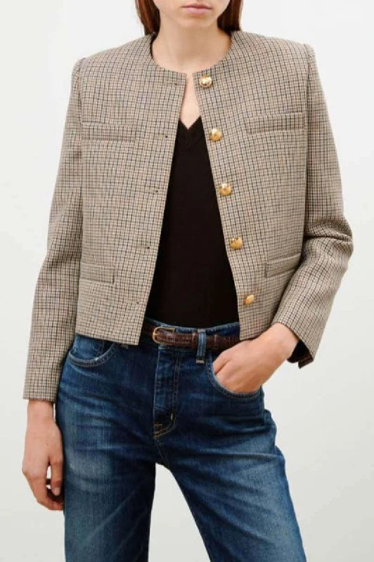 Sloane Jacket in Hunter Check Bomber Jacket Anorak Windbreaker