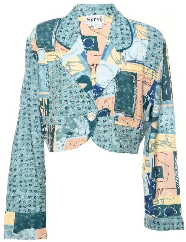 Patchwork Evening Jacket - L Notch Collar Jacket Peter Pan Collar Jacket Cowl Neck Jacket