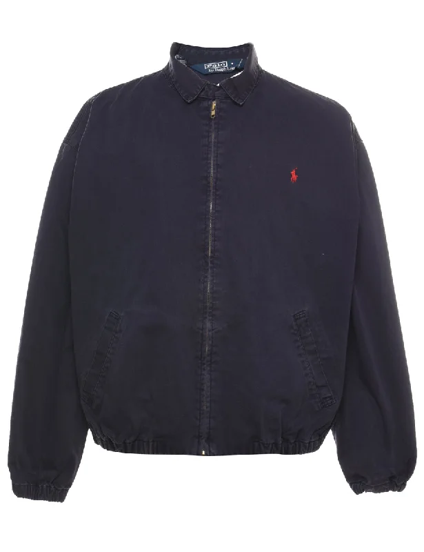 Ralph Lauren Navy Zip-Front Jacket - XL Oversized Jacket Tailored Jacket Straight Jacket