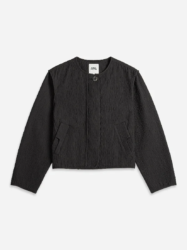 Cocoon Jacquard Jacket Tiered Jacket Buttoned Jacket Zippered Jacket