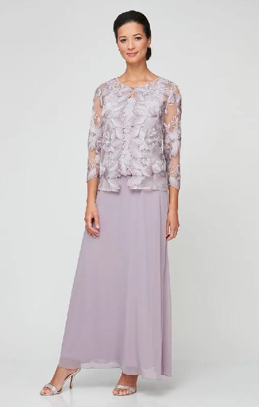Long Embroidered Jacket Dress with Scallop Edge Detail & A-Line Skirt Fitted Jacket Loose Jacket Oversized Jacket