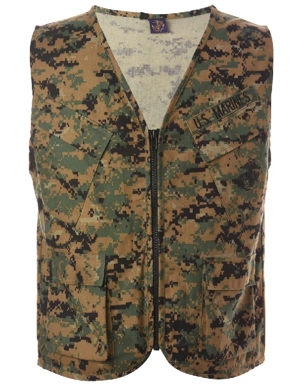 Reworked Jeff Camo Fisherman Jacket - S One-Shoulder Jacket Off-the-Shoulder Jacket Asymmetrical Jacket