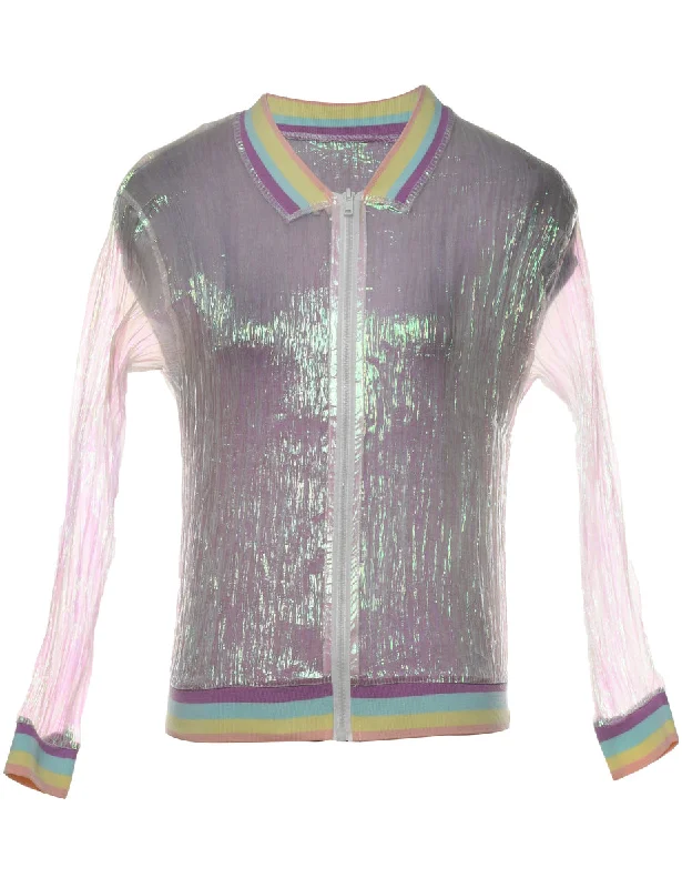 Sheer Effect Evening Jacket - S Denim Fabric Leather Fabric Suede Fabric
