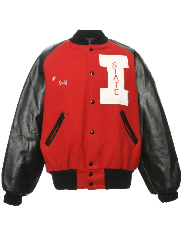 Patchwork Red Team Jacket - M Knit Jacket Woven Jacket Fleece Jacket