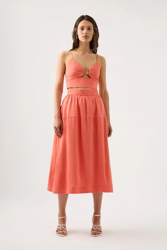 Shelly Flare Tuck Midi Skirt lace skirt romantic