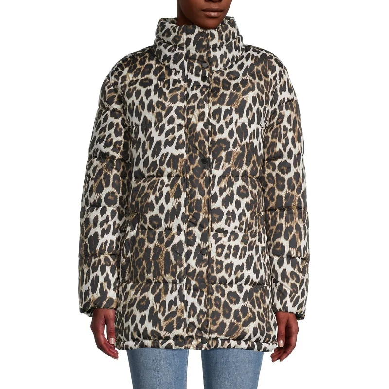 Via Spiga Leopard-Print Down Puffer Jacket - Leopard Cardigan Sweater Pullover