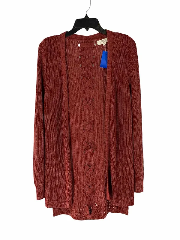 Pinque Size S Red Knit Sweater Embroidered Appliqued Beaded