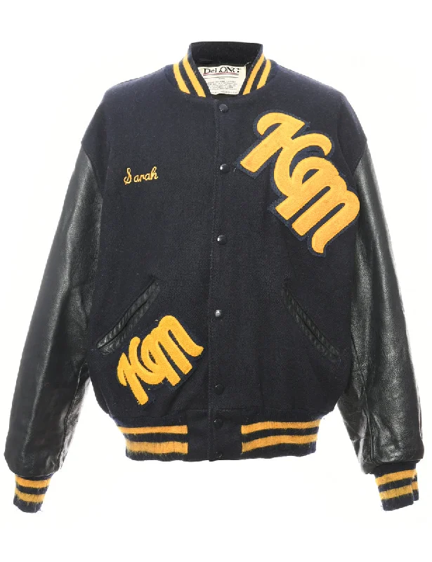 Popper Front Team Jacket - M Wool Fabric Cashmere Fabric Tweed Fabric