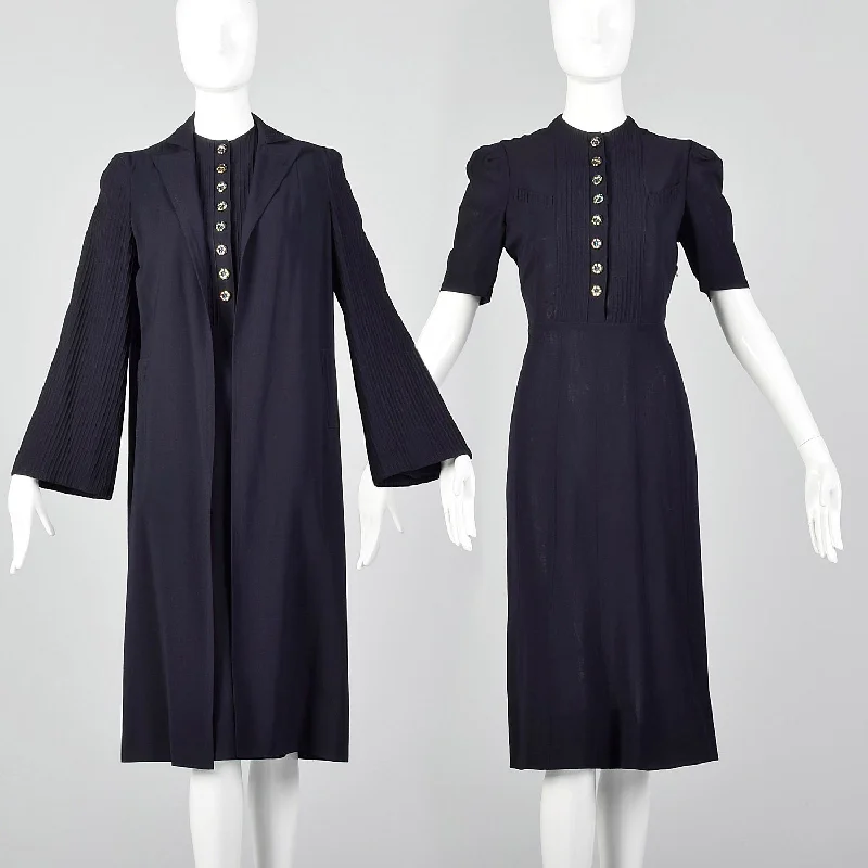 Early 1940s Letty Lee Dress & Jacket Set Quilted Jacket Puffer Jacket Insulated Jacket