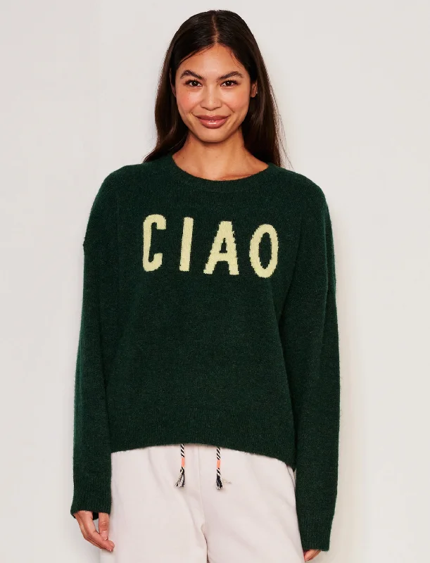 Ciao Crew Neck Sweater Spandex Blend Rayon Blend Denim Blend
