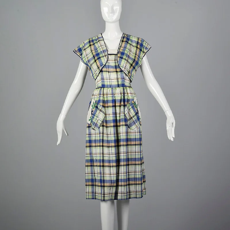 1950s Plaid Dress and Jacket with Patch Pockets Faux Fur Jacket Real Fur Jacket Shearling Jacket