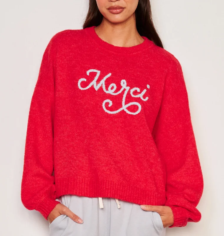 Merci Crew Neck Sweater Toggled Drawstring Belted