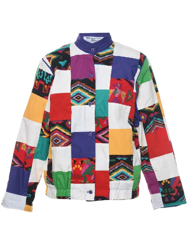 Patchwork Jacket - L Toggled Jacket Drawstring Jacket Belted Jacket