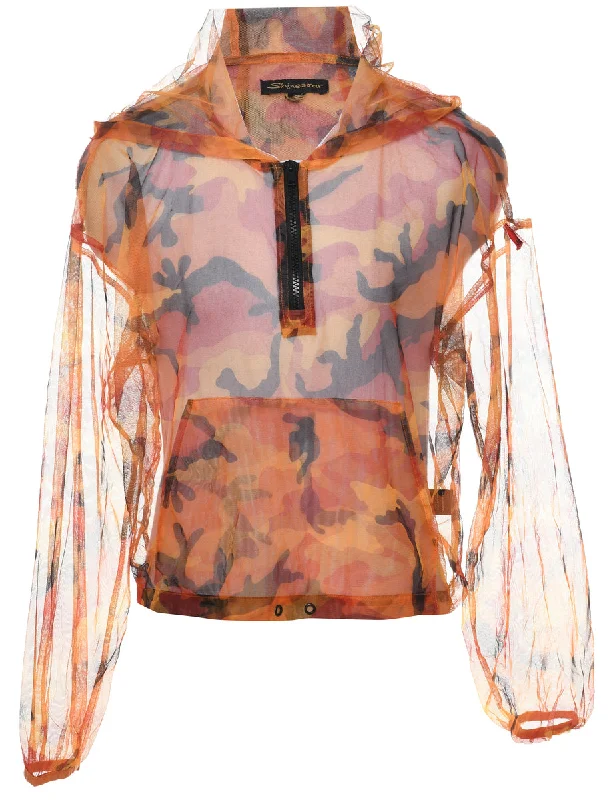Sheer Effect Jacket - L Faux Fur Fabric Real Fur Fabric Shearling Fabric