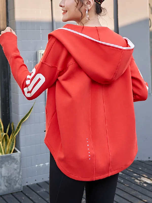 Loose sports jacket female net red fitness running quick-drying jacket zipper hooded casual training clothes outer wear Ribbed Jacket Pleated Jacket Ruffled Jacket