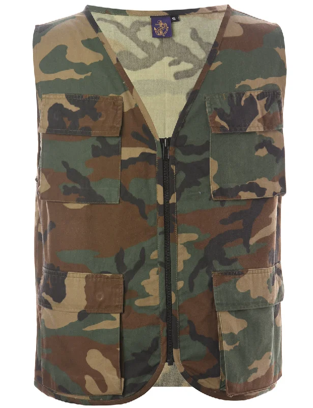 Reworked Jeff Camo Fisherman Utility Jacket - S Zippered Jacket Buttoned Jacket Snapped Jacket