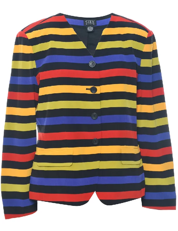 Silk Striped Jacket - L Jersey Jacket Tulle Jacket Batik Jacket