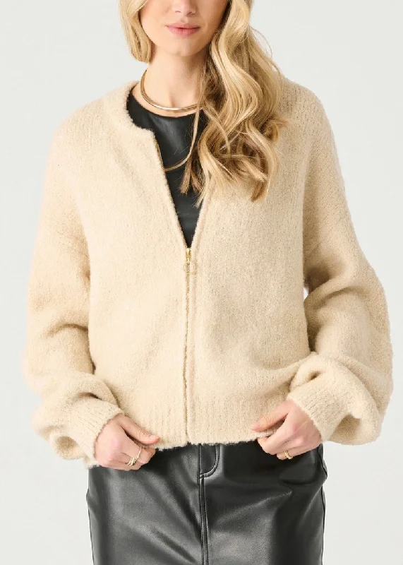 Sweater Bomber Cashmere Blend Cotton Blend Poly Blend