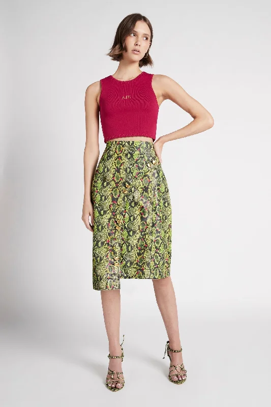 Serpentine Vegan Leather Midi Skirt lace skirt feminine