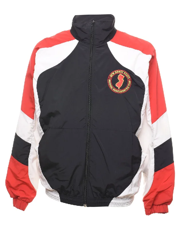Red, Black & White New Jersey Team Nylon Jacket - XL Nylon Fabric Polyester Fabric Spandex Fabric