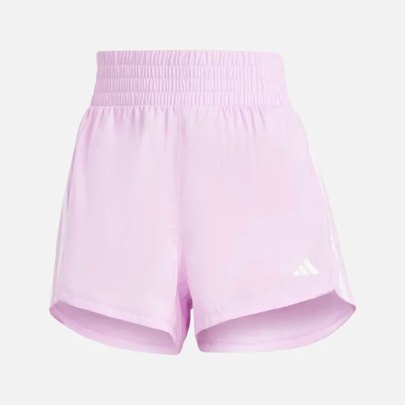 Adidas Pacer Training 3 Stripes Woven High Rise Women's Training Shorts -Bliss Lilac/White